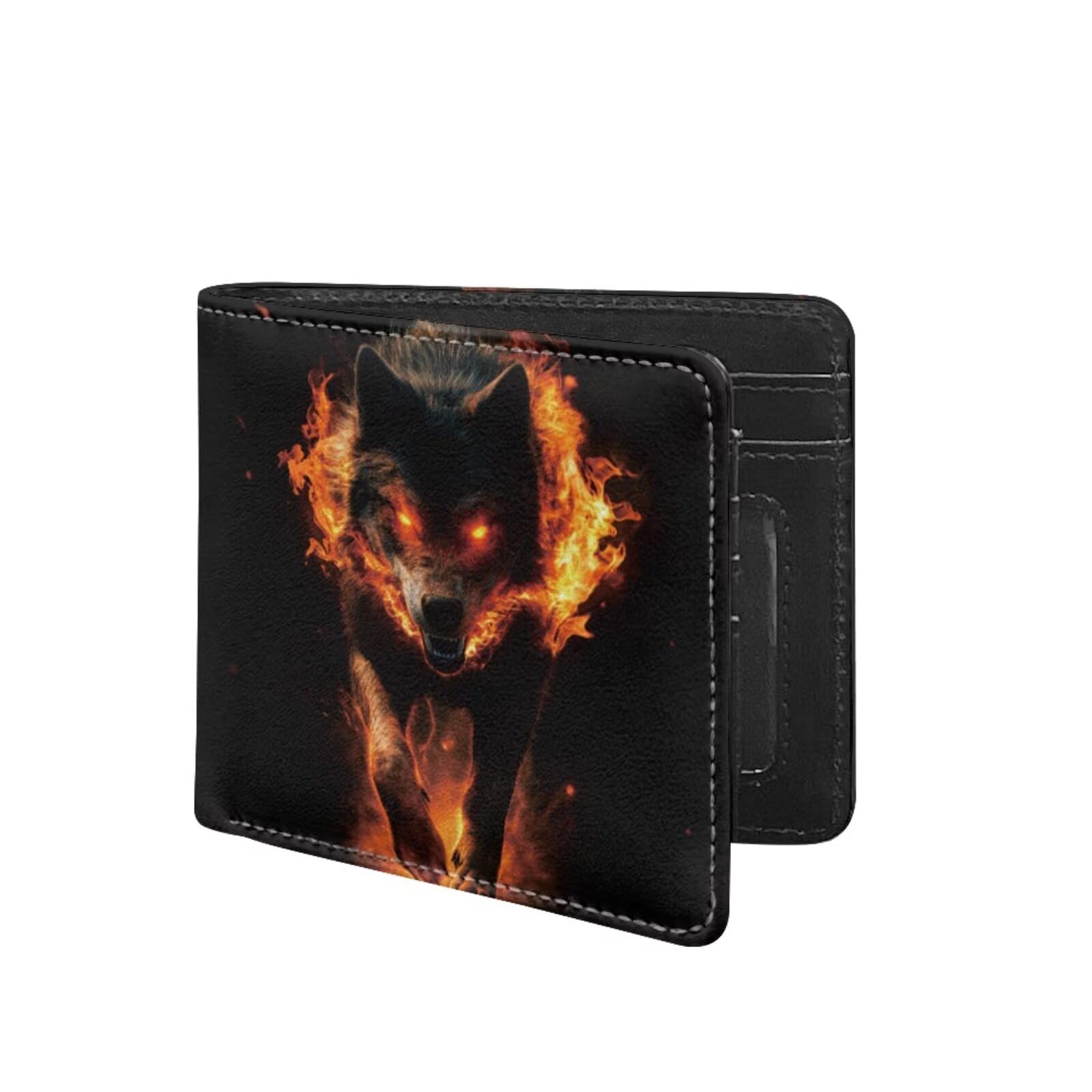 Coldinair Cool Wolf Print Kids Wallet,Little Boys Wallet for Kids,Leather Bifold Wallets Credit Card Cash Id Holder Slim Rfid Blocking Child Coin Purse