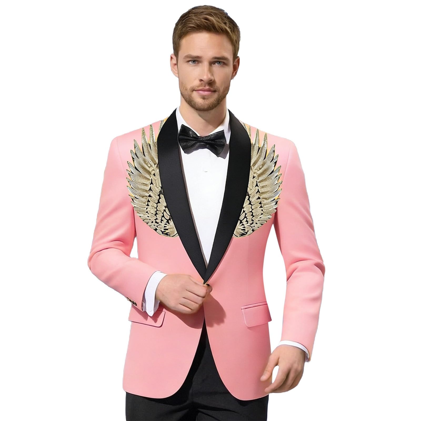 Generisch Giacca da uomo con paillette, con brillantini, per feste, balli di fine anno, blazer da uomo, casual, sportivo, per matrimonio, business, abito da uomo