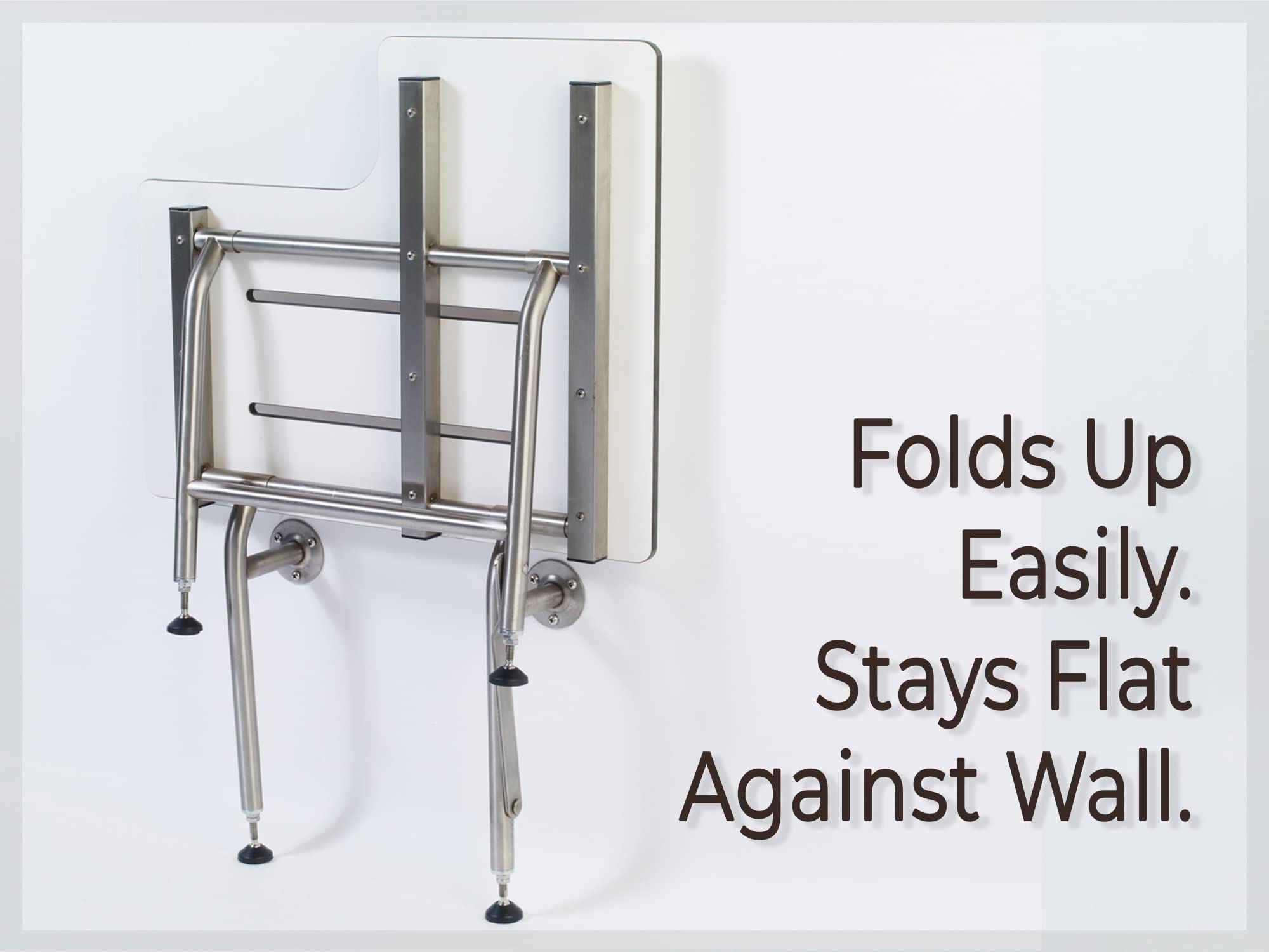 Shower Seat Resin with Legs, ADA Heavy Duty Shower Chair for Inside Shower 600lbs | 304 Stainless Steel | Shower Chair for Elderly and Disabled | Folding Shower Seat Wall Mounted | 32”x21” Left Hand