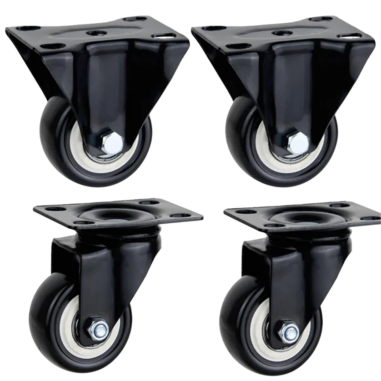 Caster Wheels, Heavy Duty Casters Rubber Wheels Rollers for Furniture Wheel Caster Wheels 360 Degrees Caster Wheel Industrial with Brake Offic(2 Fixed 2 Swivel,2 inch)