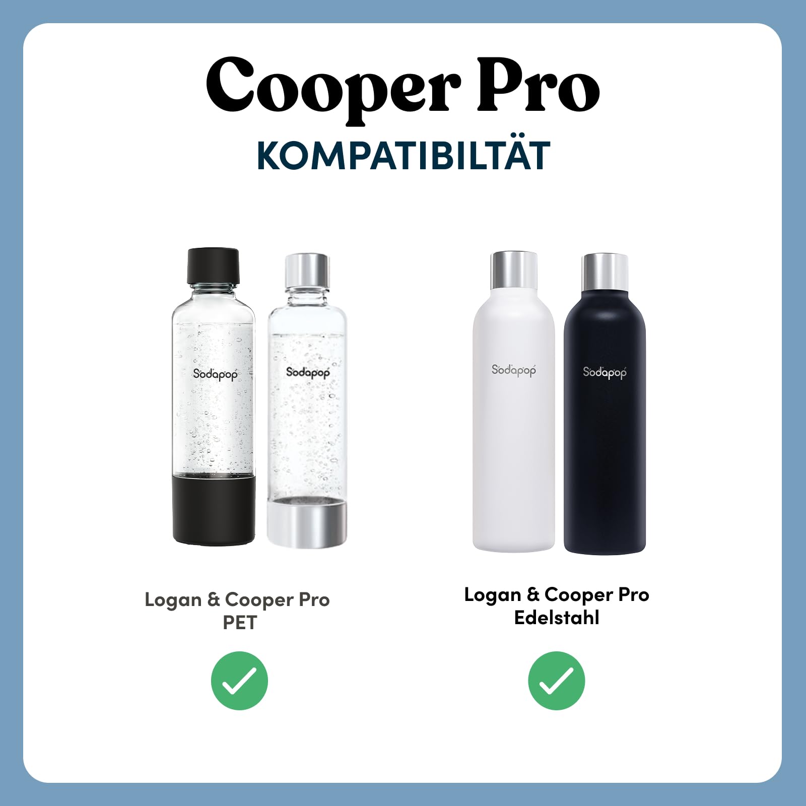 Sodapop Cooper Pro saturator do wody gazowanej, biały, w zestawie 1 x butelka PET, łatwa obsługa bez wkręcania, z mechanizmem do zawieszania bez wkręcania, stylowy i zajmuje mało miejsca, wysokość 45