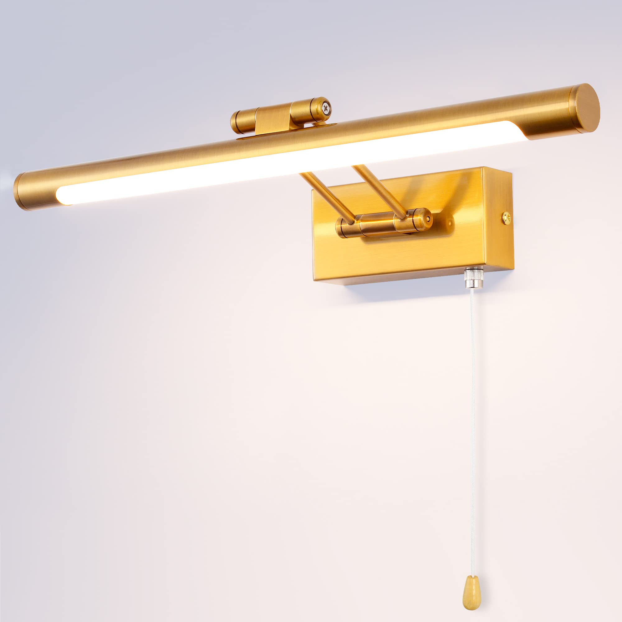 MantoLite Aplique Pared Interior 8W, Aplique de Pared LED Para Espejo de Baño con Cabezal Giratorio, Accesorios de Lámpara de Lectura de Noche de Restaurante de Hotel de 3000K (Latón 40cm)