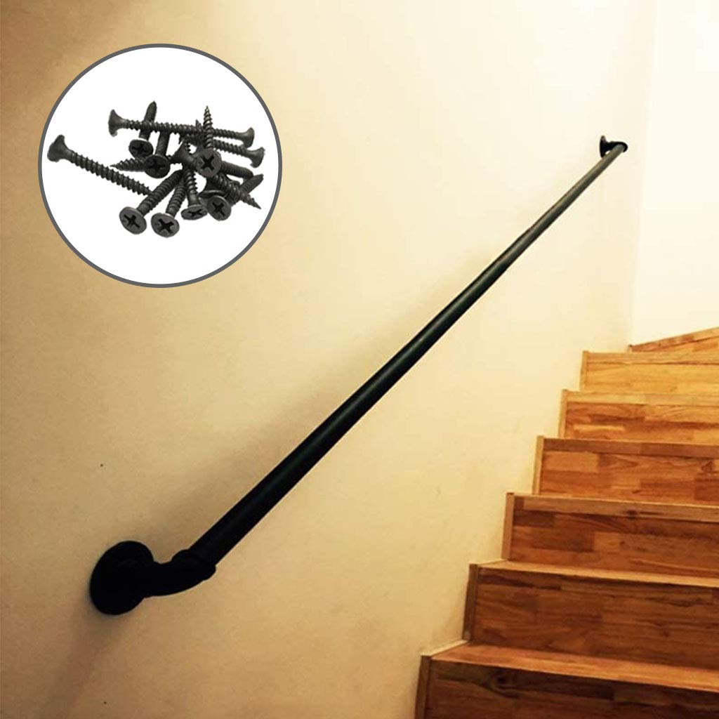 Rampe d'escalier en fer forgé avec kit complet de fixation pour mur intérieur