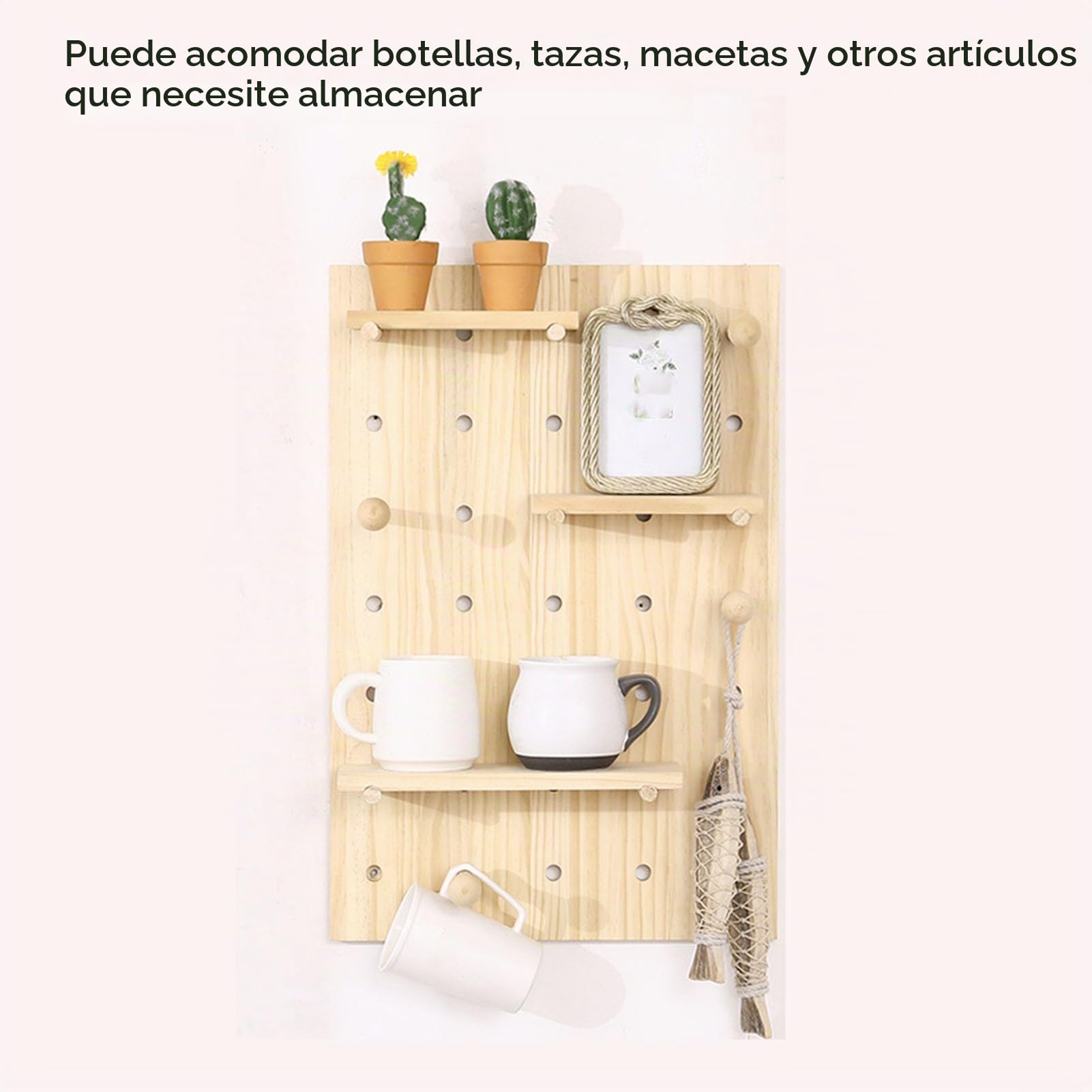 Asixxsix Pegboard De Madera, Kit De Organizador De Pared De Combinación De Tablero De Madera De 40x60cm Soluciones Colgantes Personalizables Madera Del Panel De La Exhibición Pegboard