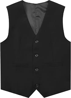 Boy's 4 Button Formal Suit Vest Waistcoat Adjustable Back Size 6-16 Years