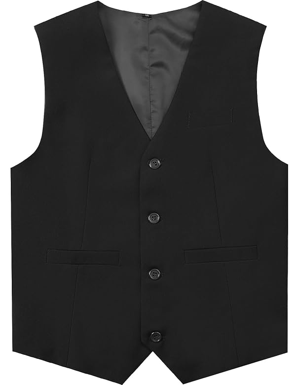 Boys Black Vest Kids Vest Formal Graduation Wedding Waistcoat Size 14 by A&J DESIGN - Used condition - US$16.31
