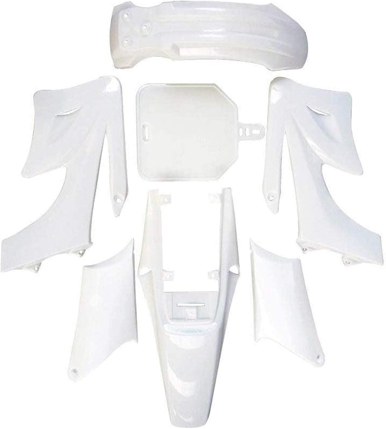 7-Piece Complete Plastic Body Kit for Apollo Orion 110cc 125cc 150cc 200cc 250cc Dirt Bike | Full Fairing & Fender Set | Motocross Replacement (Black and white)