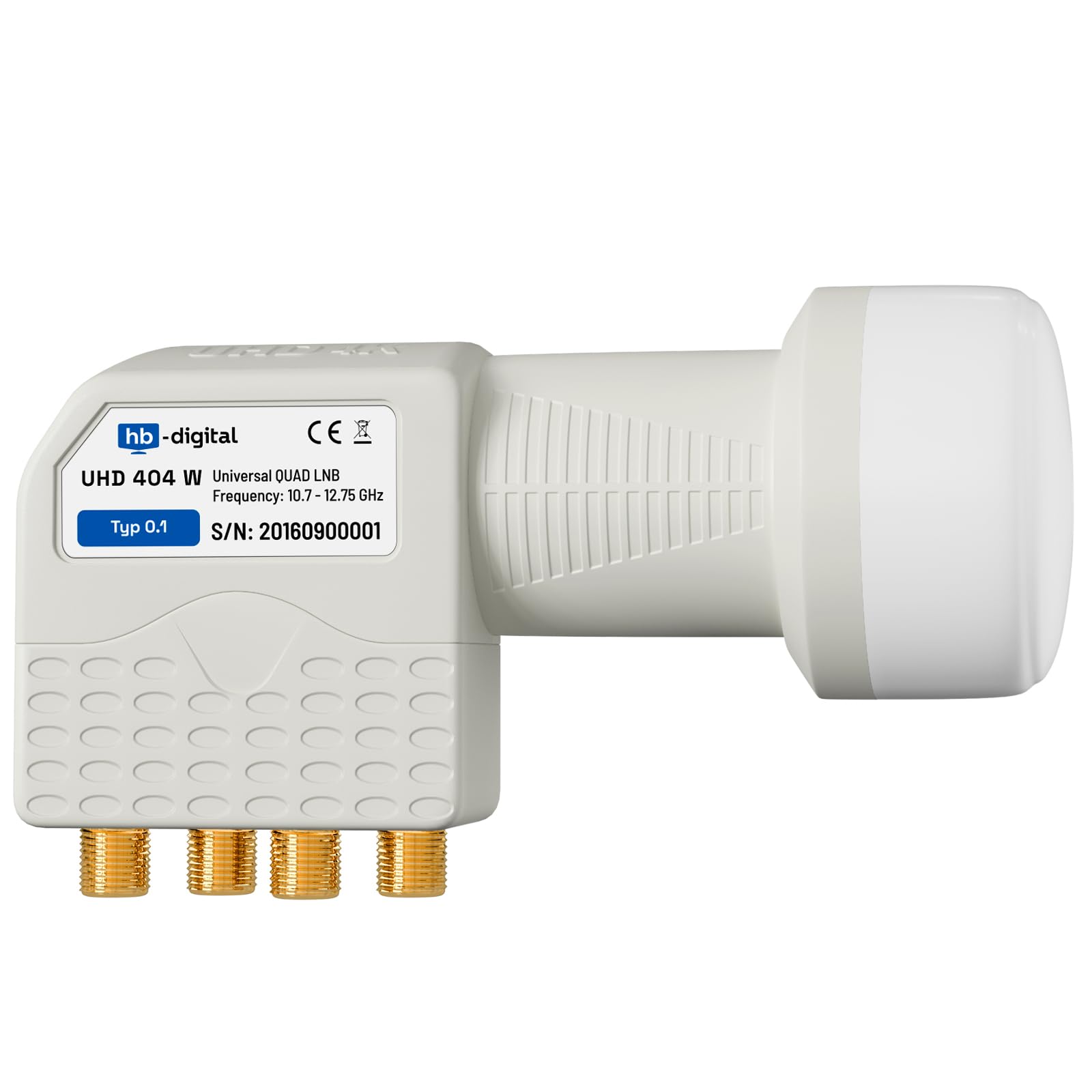 HB-DIGITAL Quad LNB LNC 4 uczestników bezpośredni ✨ Full HD TV 3D 4K biały biały biały biały styki styki pozłacane ■ ochrona przed warunkami atmosferycznymi (wyciągana)