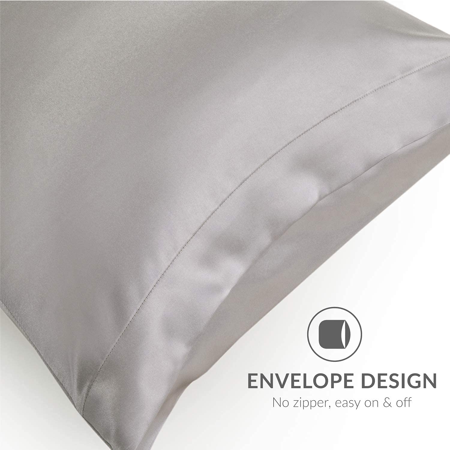 AP SALES Satin Silk Pillow Cover for Hair and Skin 2 Piece with 3 Piece Satin Silk Soft Scrunchies for Women Stylish|Silk Pillow Covers with Envelope Closure end Design|Silk Pillow Cases (Grey) 2