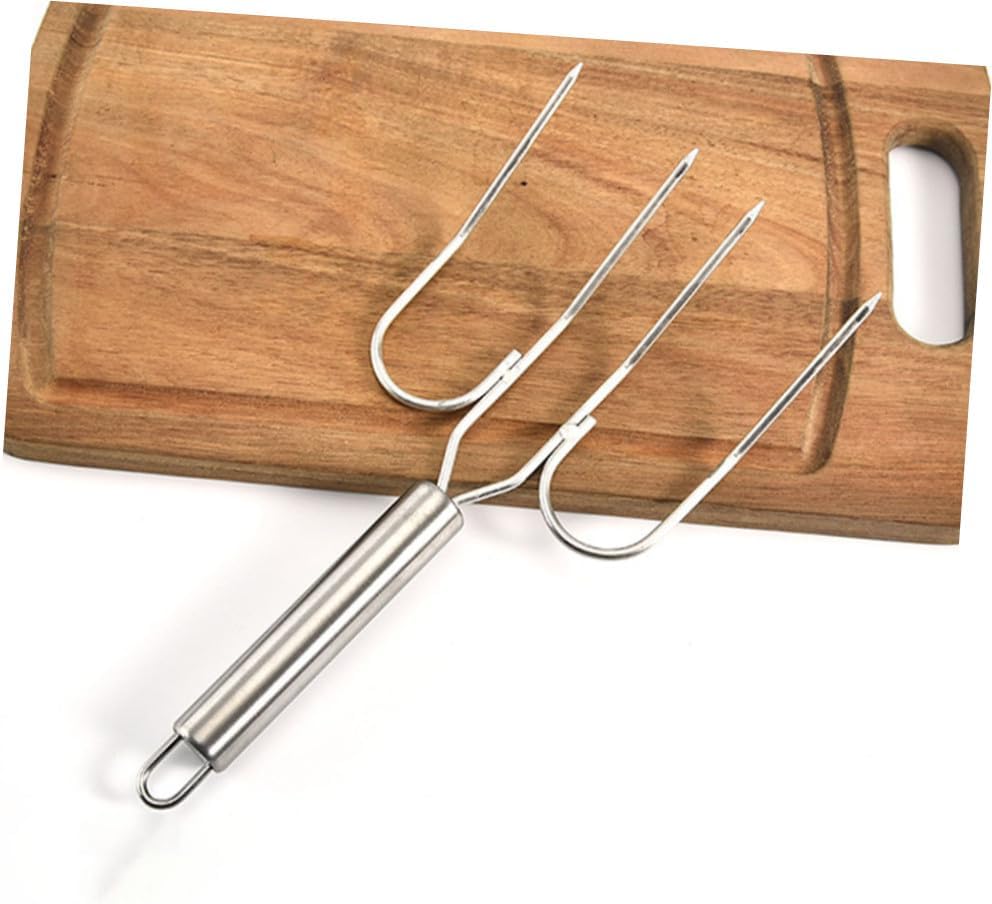 Ipetboom Stainless Steel Bbq Cooking Forks Turkey Lifting Forks Large Roasting Sticks 2pcs for Outdoor Grilling and Meat Carving