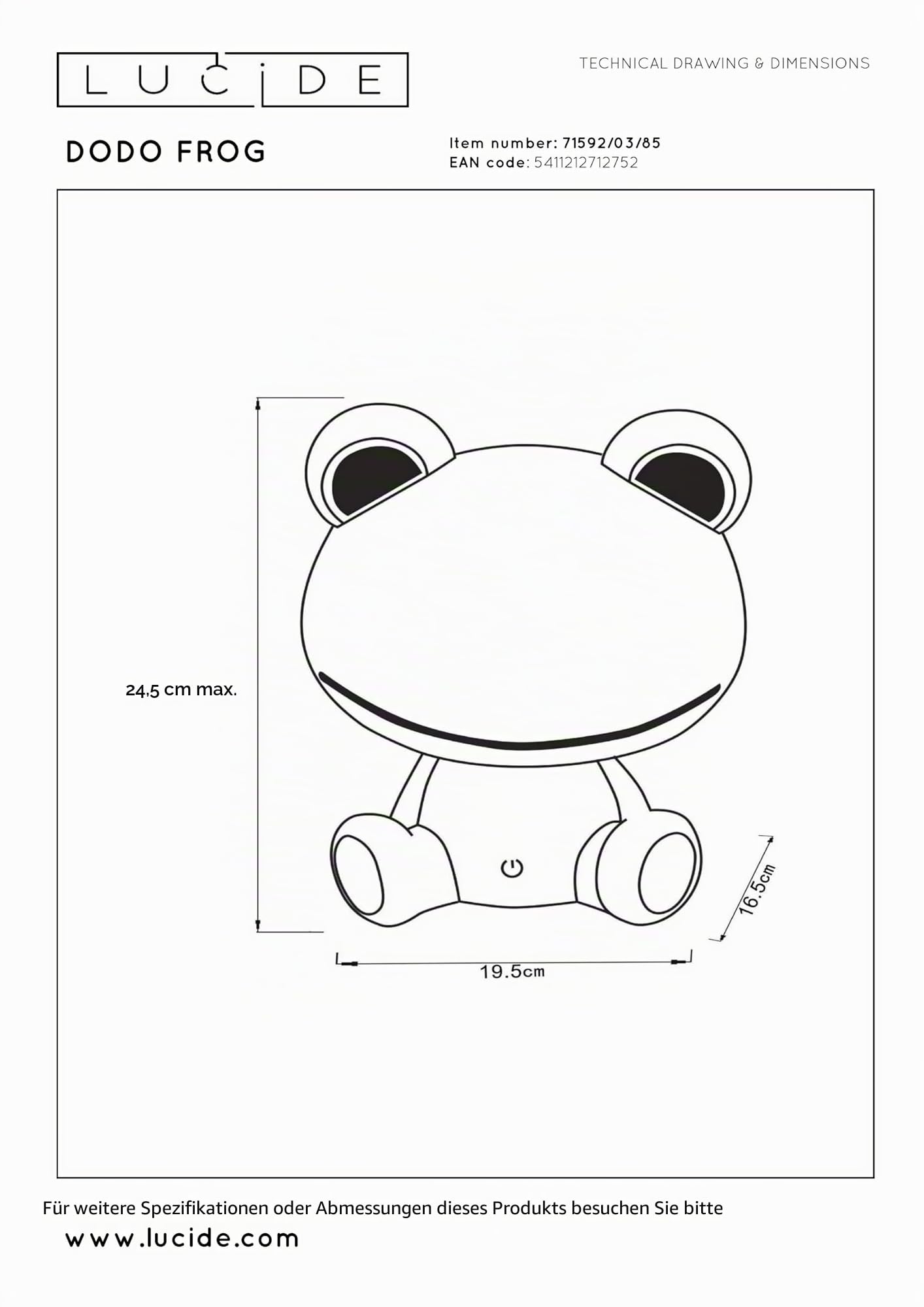 LUCIDE DODO FROG - Tischlampe Kinderzimmer - LED 3 StepDim - 3x3W 4000K - Grün