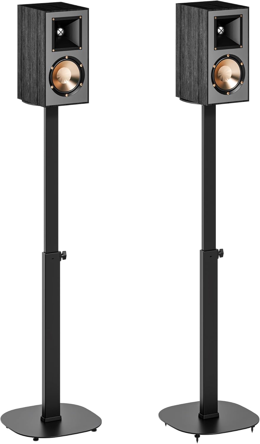 Height-Adjustable Speaker Stand Pair from 28.6" to 46.1",22lbs Capacity,Bookshelf Speaker Stands for Surround Sound, Two Feet Avaliable, Easy Installation, Black