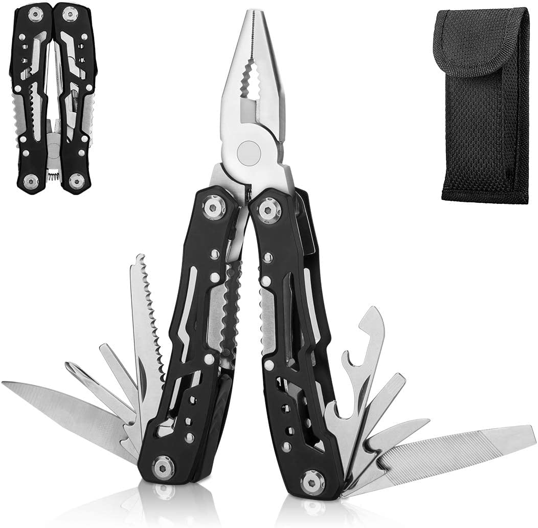 Multitool Pliers with Safety Locking, Multi-Tool Steel Multitool Pocket Tool, Multi tool for men Mini multitool Bottle Opener, Screwdriver for Outdoor, Hunting and Hiking