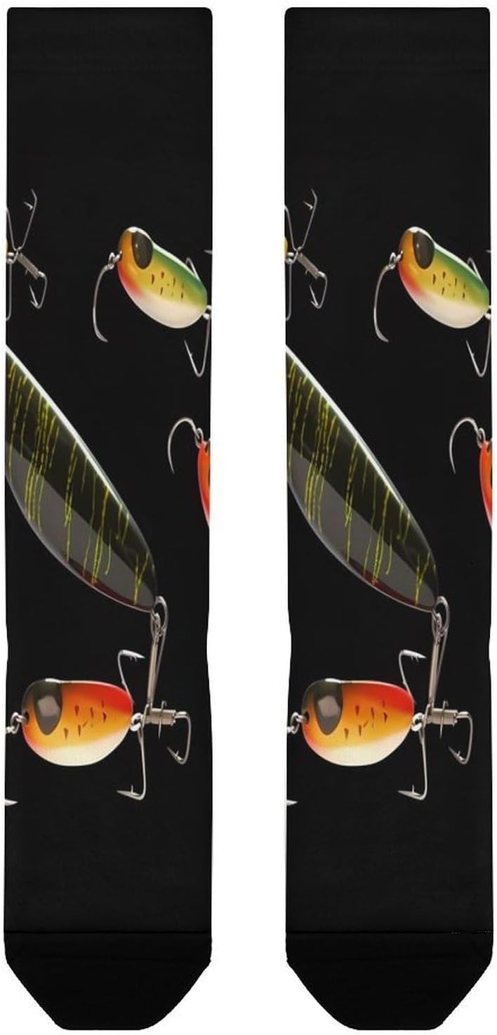 Fishing Lure Knee High Soccer Socks Moisture Wicking