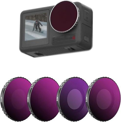 Juego de filtros ND compatibles con DJI Osmo Action 4 filtros de lente ND8ND16ND32ND64, filtro de densidad neutra para accesorios de cámara de