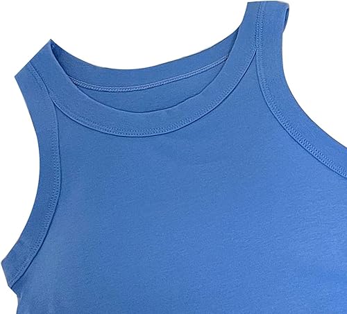 Miniatura 5 de TOPINCN Women PaddedTop Soft Cotton Slim Fit Round Neck I Type Design Chest Pad Easy Matching Seamless for Daily Wear Yoga Sport (Blue)