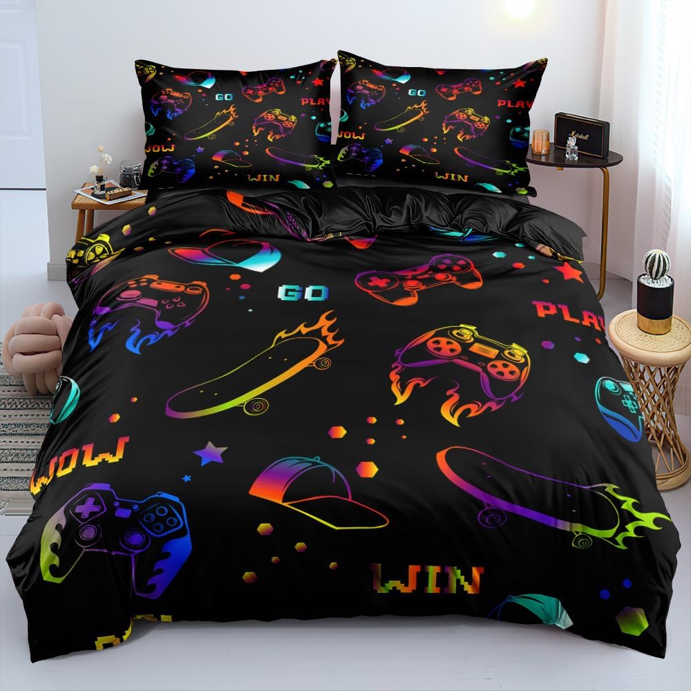 Duvet Cover Set for Boys - Twin, Full, Queen, King Gamer Bedding, Gaming Bed Set no Filling