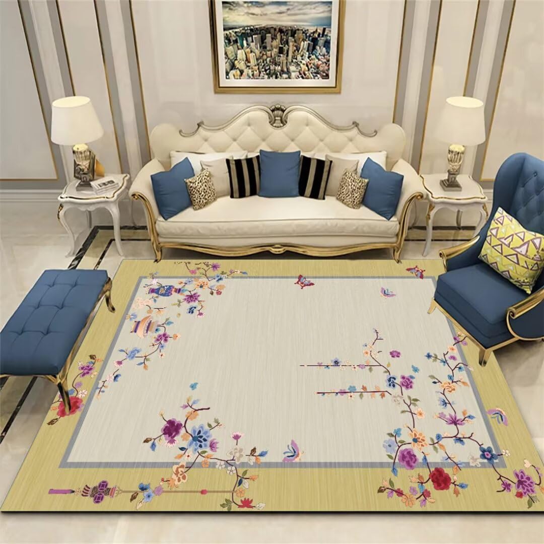 Tapis de salon lavable violet 100x150cm style oriental traditionnel