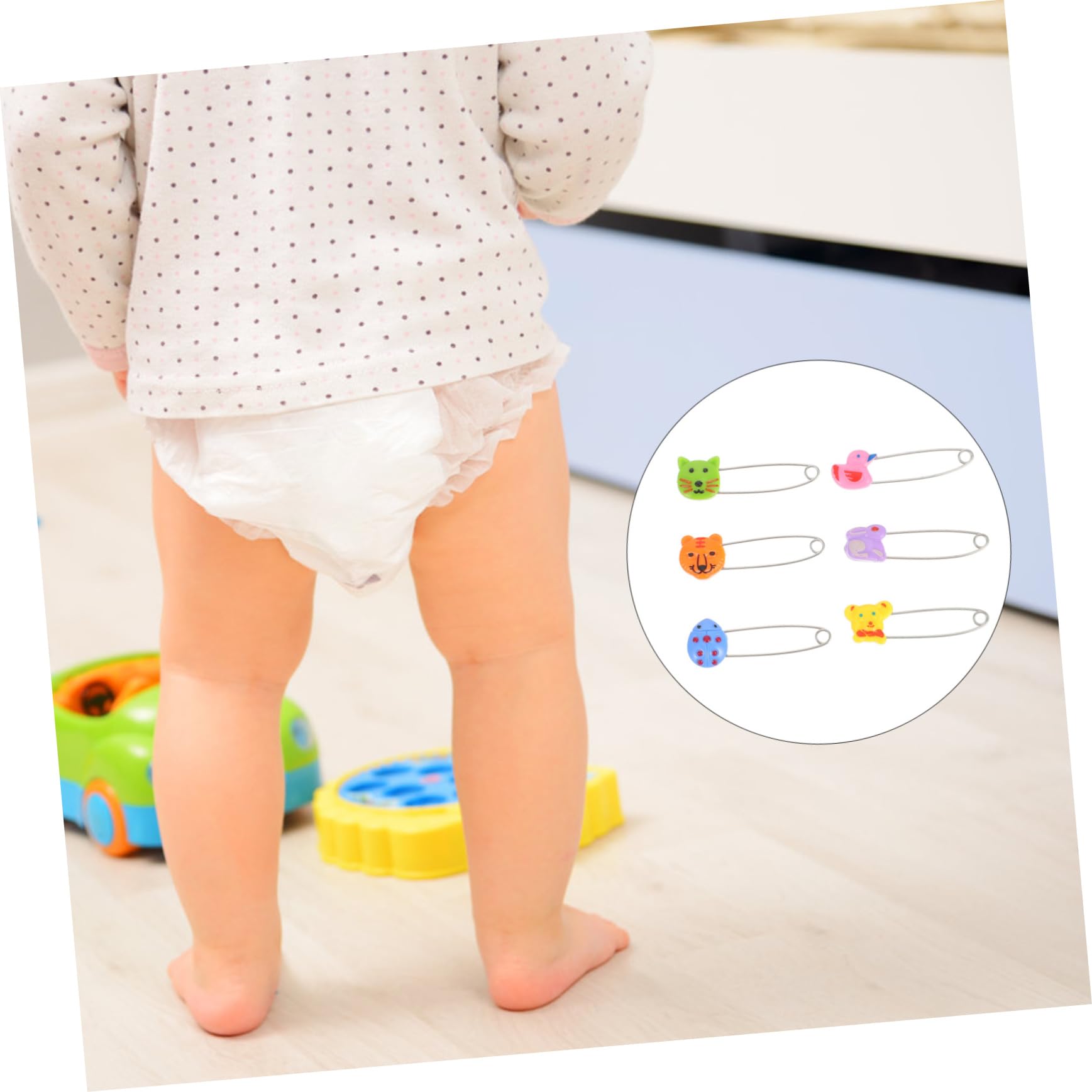 Toyvian Épingles de Sûreté Résistantes Lavage en Machine en Acier Inoxydable pour Bébé Lot de 30 Verrouillage Sécurisé pour Couches et Accessoires Animaux
