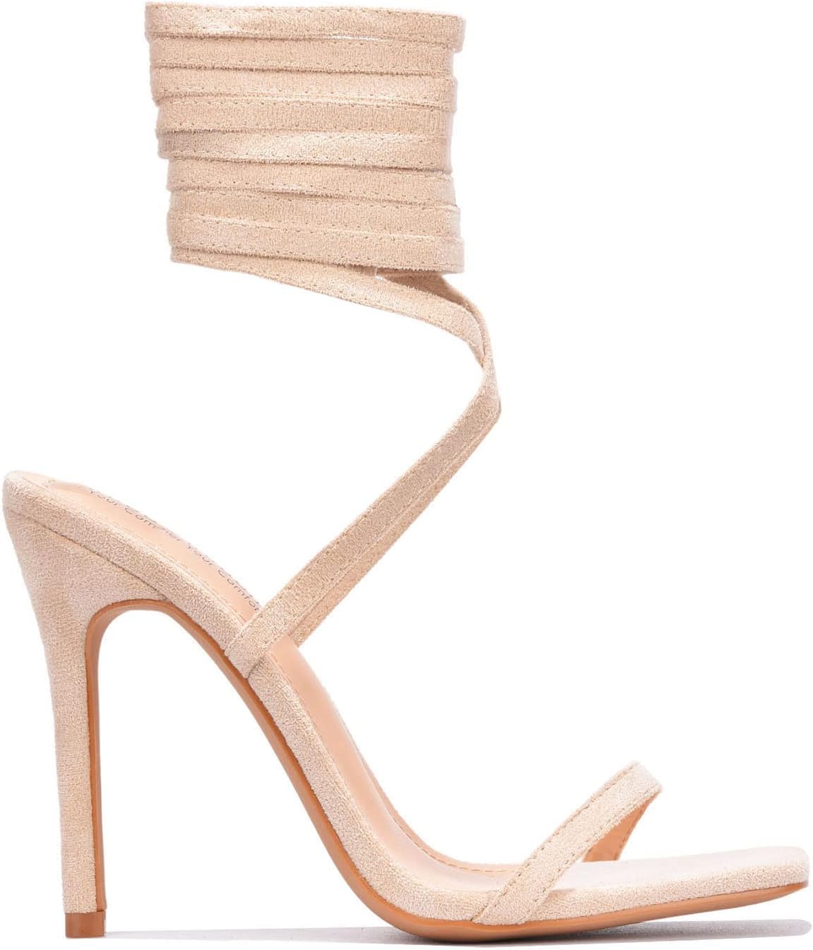 Cape Robbin Diara Sexy Clear Stiletto High Heels for Women, Strappy Lace Up Shoes Heels with Square Toe - Off White Size 8