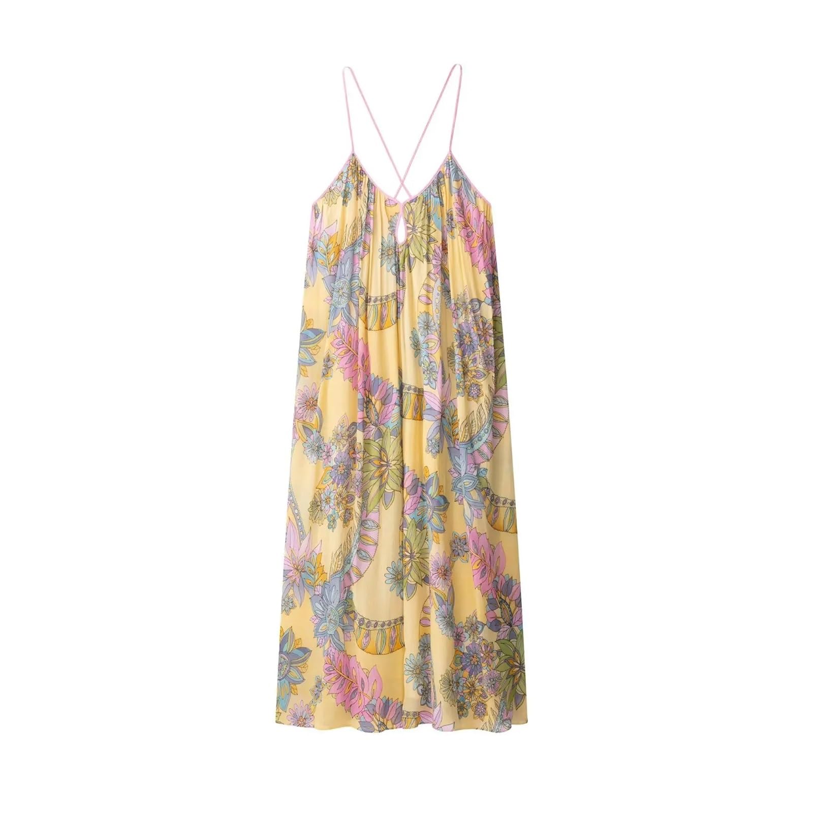 Fond De Robe Femme Robe d'été tendance for femme, dos nu, bretelles, imprimé, tempérament