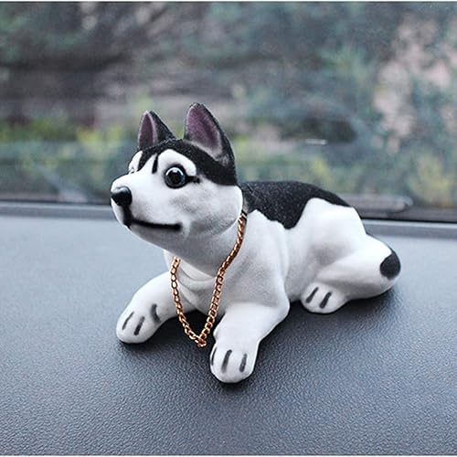 Miniatura 3 de BESPORTBLE Cabeza de Husky Bobble, decoración de tablero de instrumentos de automóvil, adorno de capucha para perro, cabeza agitada, muñecos de