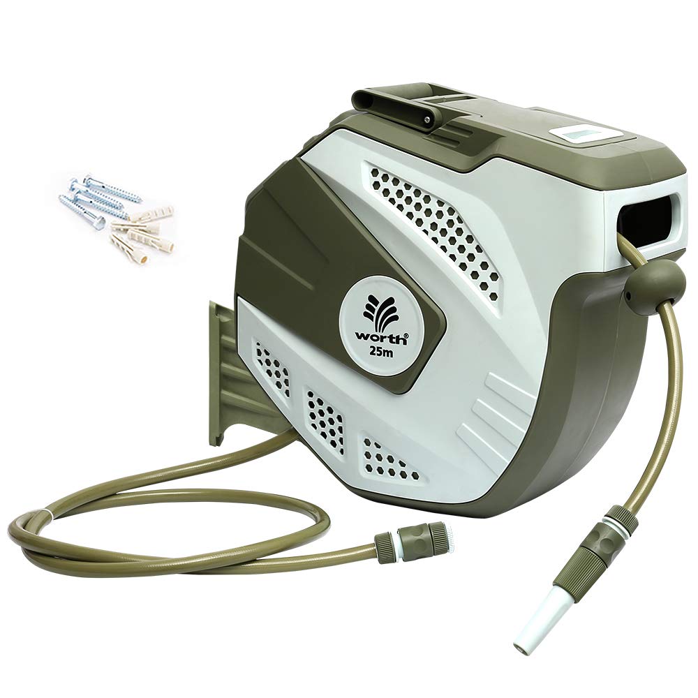 Buy Worth Garden Auto Hose Reel with 25 + 2M Hose, Wall ed Hose Reel