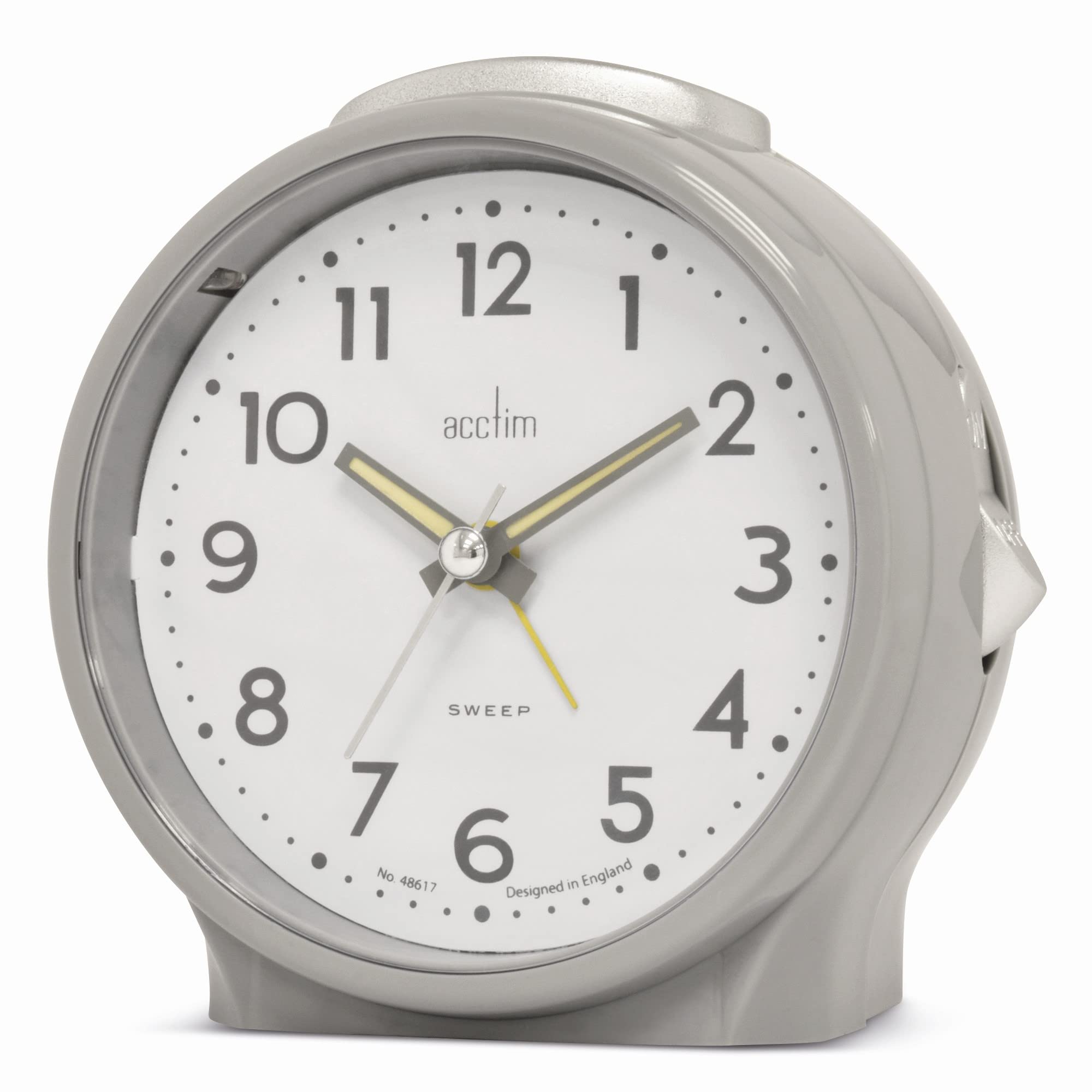 Acctim Pigeon Grey Elsie Analogue Alarm Clock Non Ticking Sweep Luminous Hands Powder (Pigeon Grey)