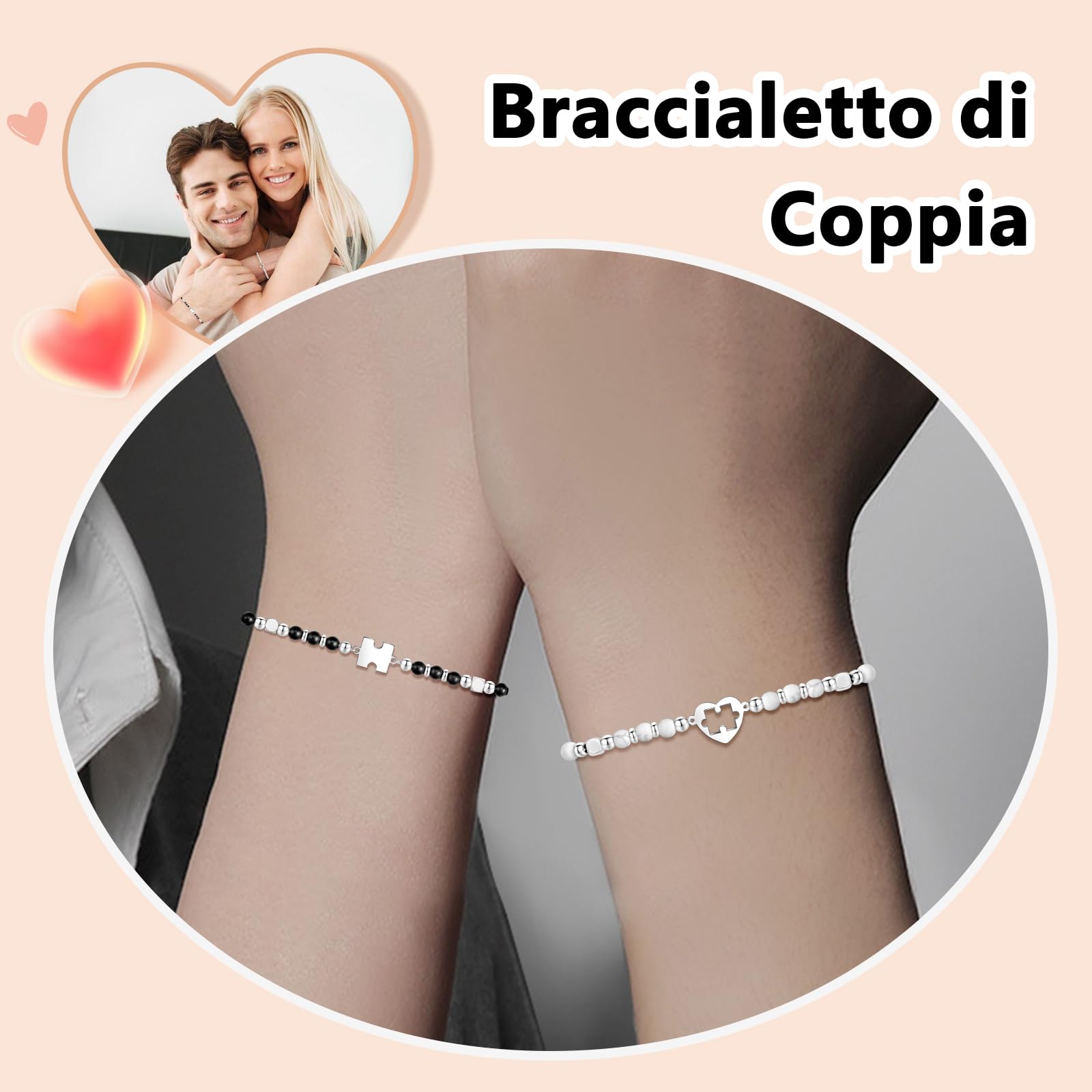 CheersLife Idee Regalo Donna Uomo Natale, Regalo Anniversario San Valentino per Lui Lei, Bracciale Puzzle Amore Romantico Regalo Compleanno per Fidanzata Fidanzato Marito Moglie Coppia Sorella Amica