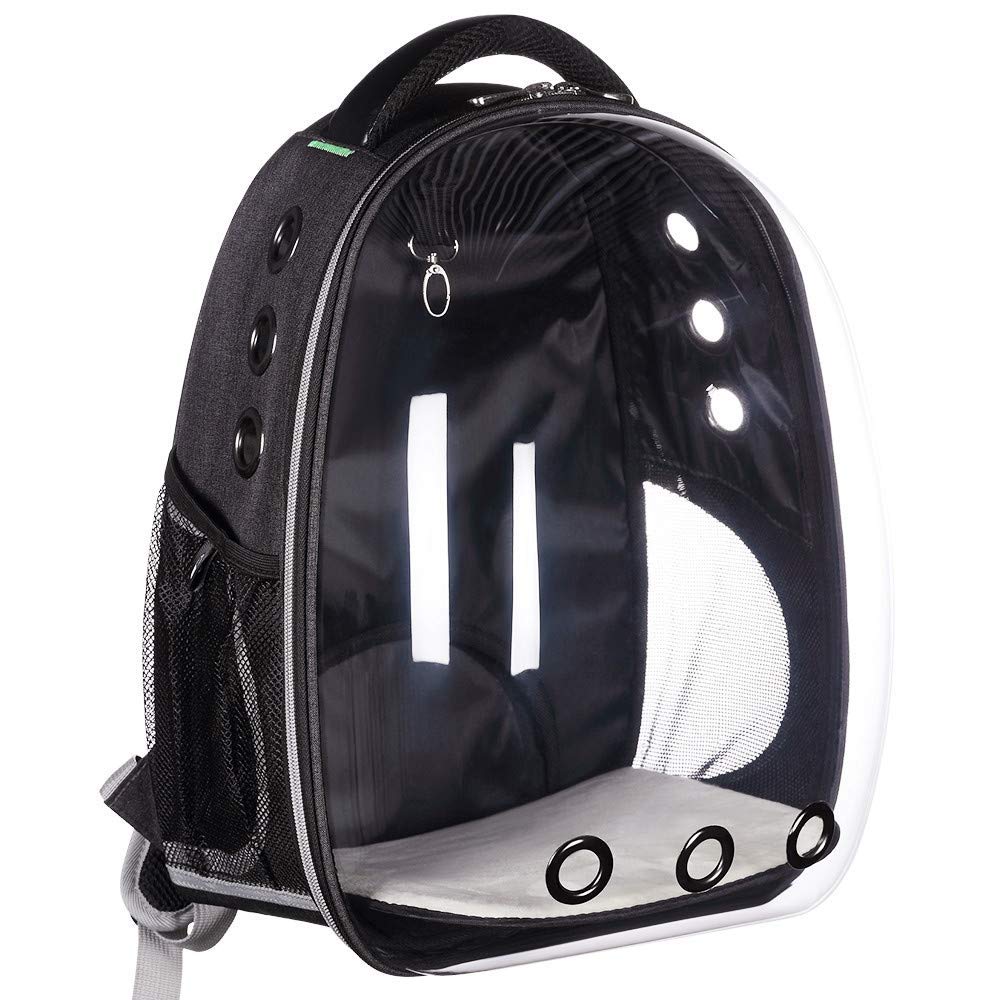 24x7 eMallCreative Transparent Pet Backpack Carrier Breathable Capsule Traveller for Cats and Small Dogs. (Black)