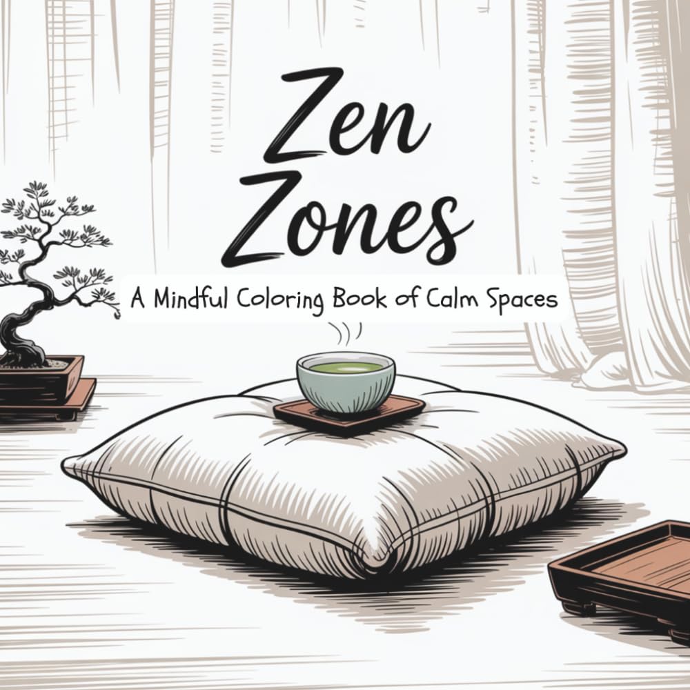 Zen Zones: A Mindful Coloring Book of Calm Spaces for Adults | Relaxation, Stress Relief, Meditation & Peaceful Art Therapy