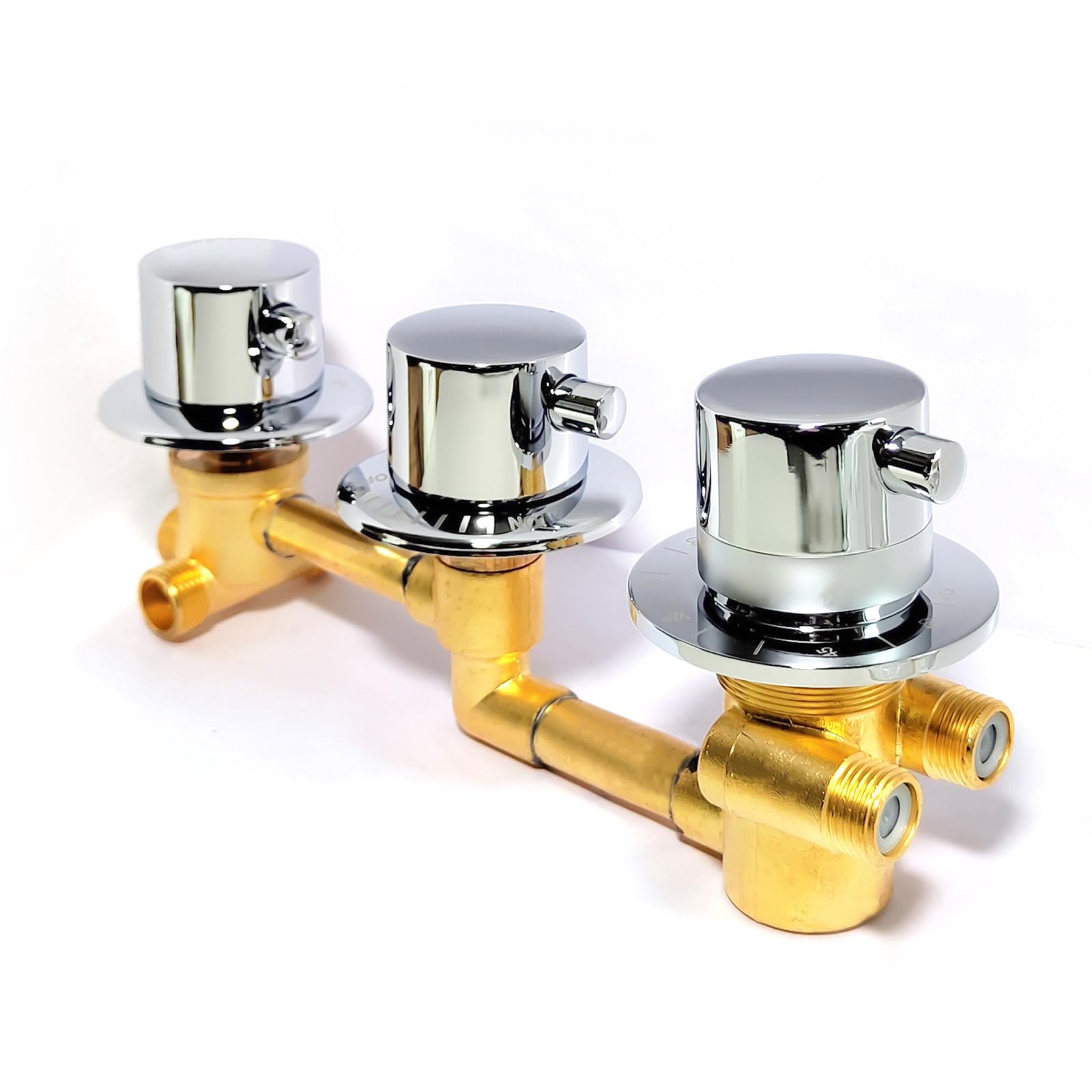 JNTFNE 3 Way Shower Diverter Valve, Multi-Function Brass Thermostatic Mixing Column Valve for Bathroom Bath,Chrome