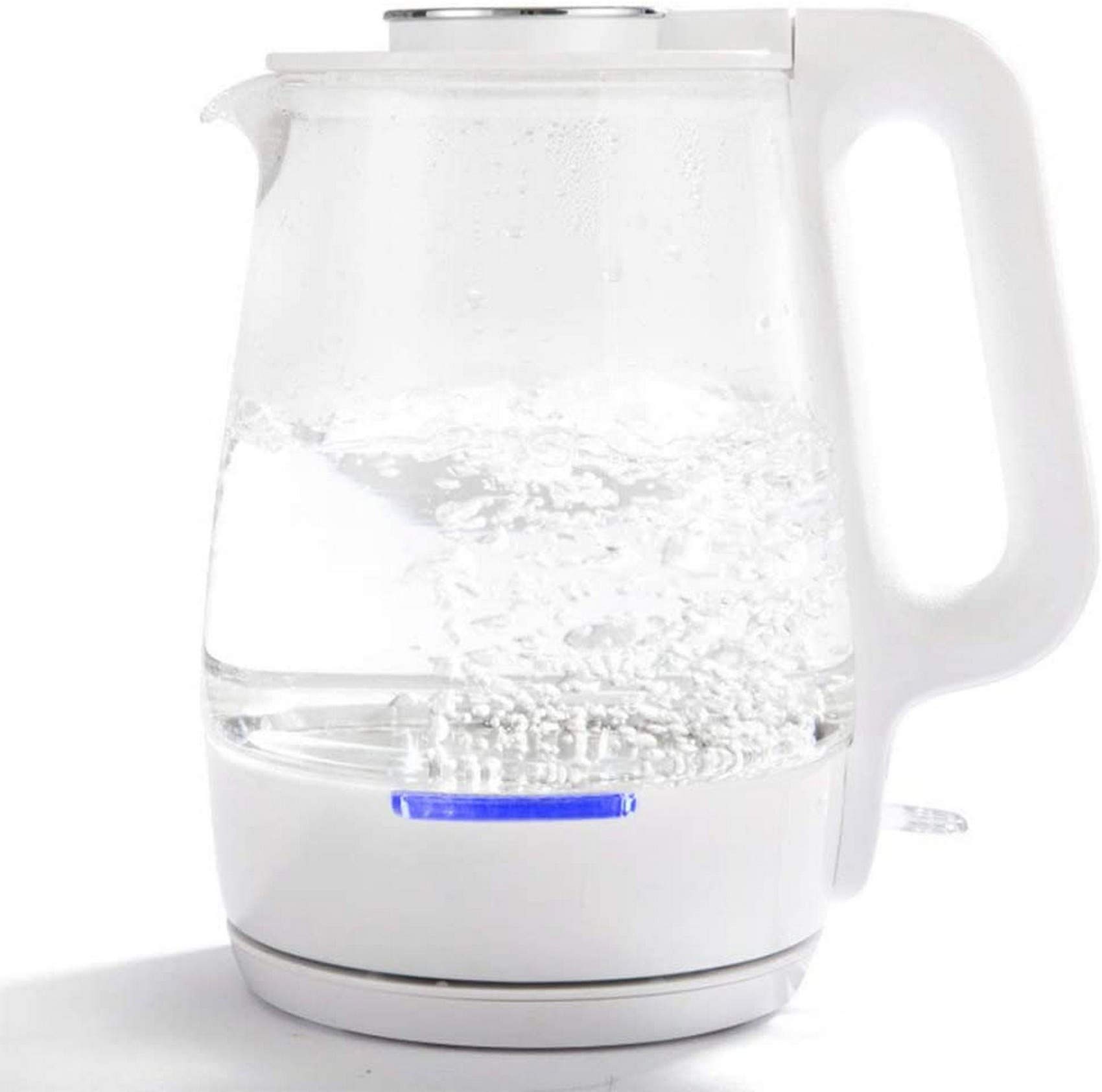 -Bollitore elettrico in vetro ecologico, bollitore per acqua senza fili da 1,7 litri con illuminazione a LED, bollitore per acqua per tè a ebollizione rapida, spegnimento automatico e protezione