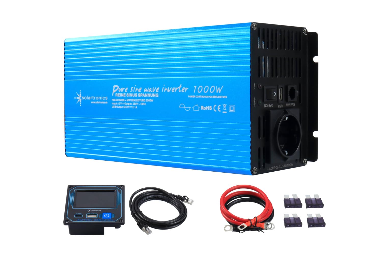Solartronics TS1000 przetwornica napięcia 12 V 230 V 1000/2000 W czysty sinusoidalny falownik solarny 12 V na 220 V konwerter falownika z pilotem zdalnego sterowania