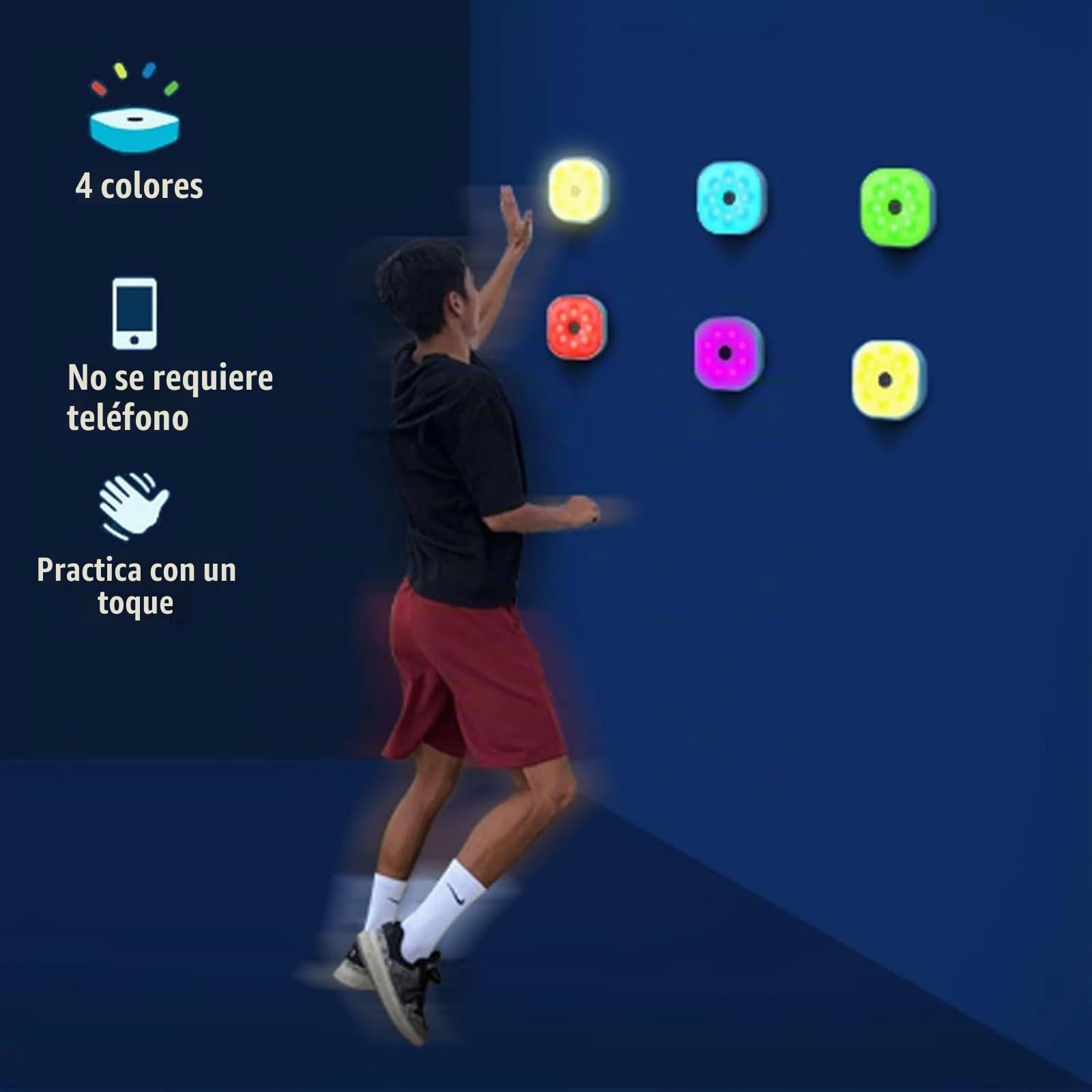 Luces De Entrenamiento De Reacción, Lámpara De Fitness Ágil con Control Remoto, 4 Modos Y 4 Colores De Luz, Visión De 270°, Mejora La Velocidad, La Agilidad Y El Tiempo De Reacción