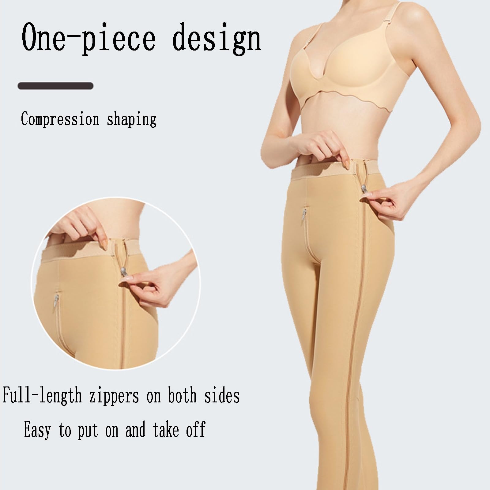 Leggings Modellanti, Cerniera Completa A Doppio Lato, Fodera Senza Cuciture, Sollevamento Dell'anca