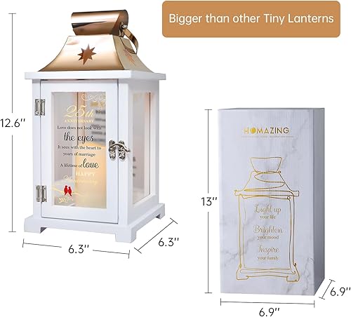 Miniatura 6 de Linterna de aniversario de boda, el mejor regalo de boda del 25 aniversario para parejas, padres, esposa, marido, plata, 25 años de matrimonio para