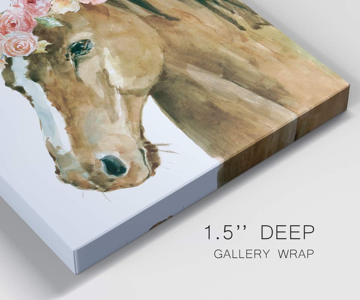 Renditions Gallery Flower Crown Horse Wall Art, Premium Gallery Wrapped Canvas Decor, Ready to Hang, 20 in H x 16 in W, Made in America Print