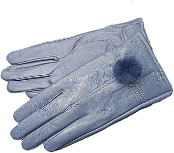 Womens Real Lambskin Leather Gloves Warm Fleece Lined Driving Gloves