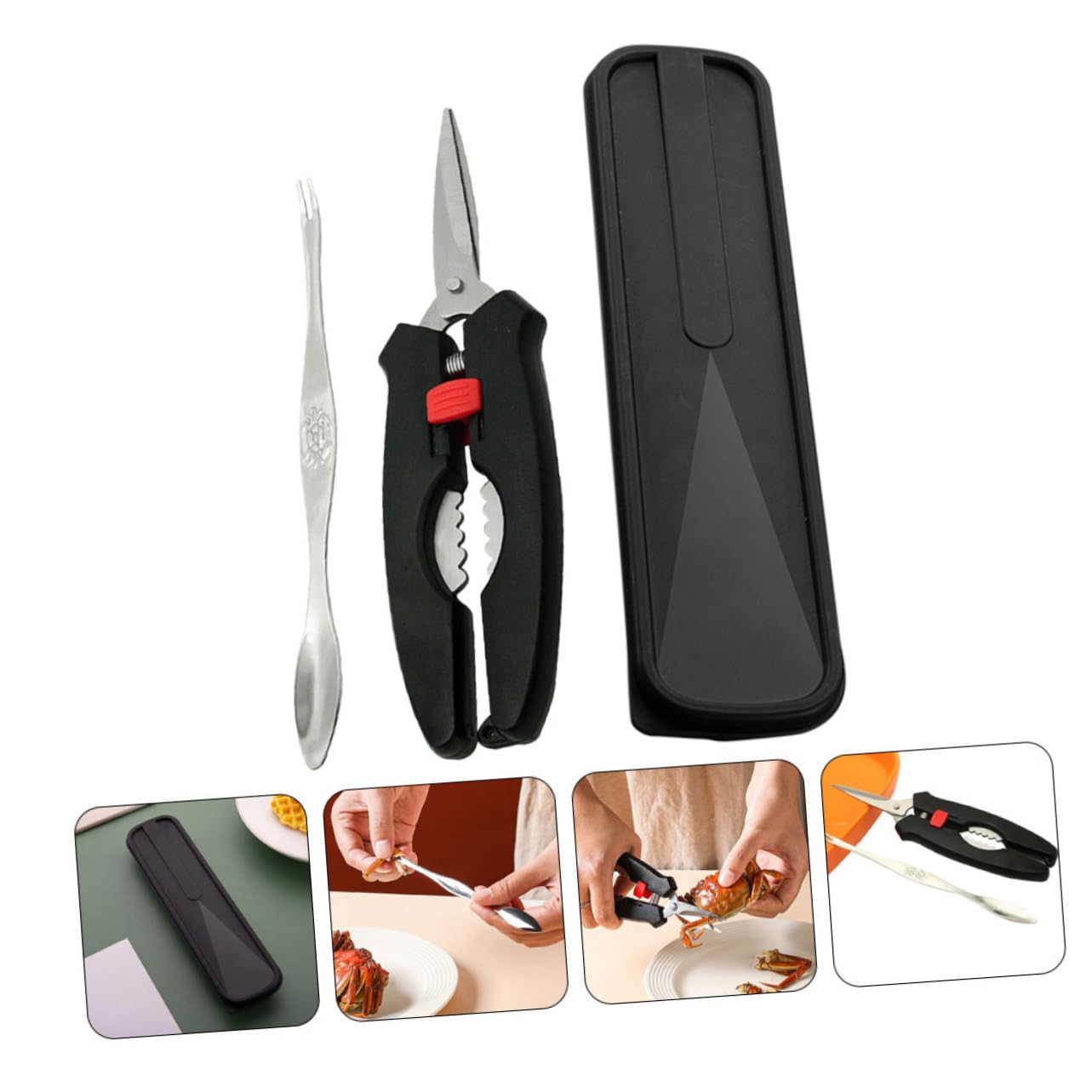 Gatuida 3sets Strumenti per Mangiare Granchio Kit Professionale con Pincette Forchetta e Scatola di Conservazione Utensili per di Mare Design Unico per Estrazione Facile della per Amanti