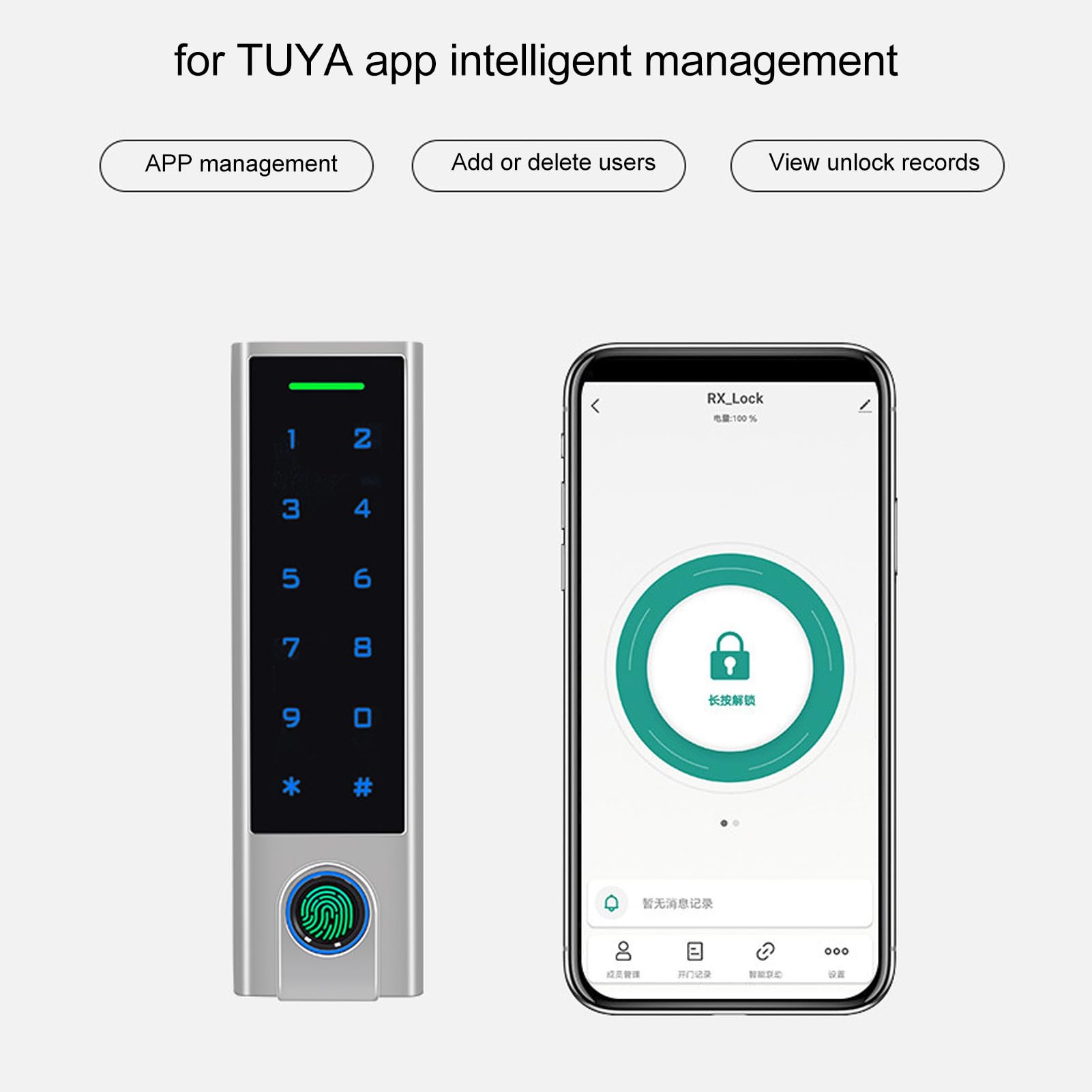 Tuya Tastiera di Controllo Accessi, Tastiera Apriporta Sistema di Controllo di Accesso Tramite Tuya Smart/Codice/Impronta Digitale/RFID Schede, Impermeabile Impronte Digitali Keypad