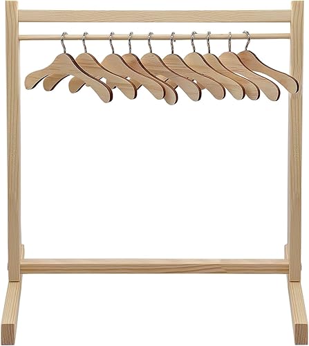 TANG SONG 1 paquete de perchero pequeño de madera para muñecas, organizador de ropa de vestir, estante de almacenamiento con 10 perchas de madera