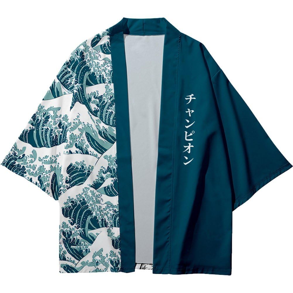 Chemise décontractée type kimono ample pour homme contre la chaleur