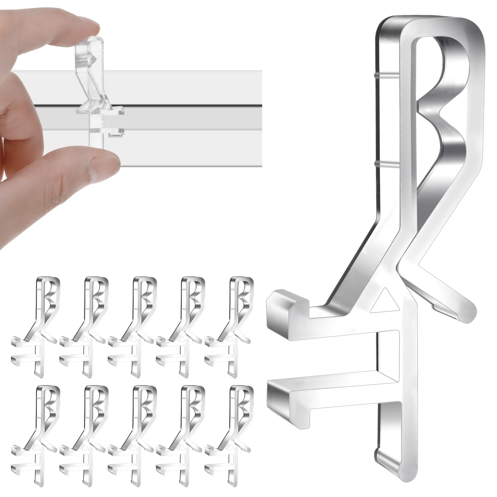 10 Pcs Plastic Valance Clips Clear Replacement Window Blinds Clips Hidden Plastic Valance Retainer Clip for Horizontal Shutter Blind Curtains Retainer Holder with a Groove in The Back-image-5