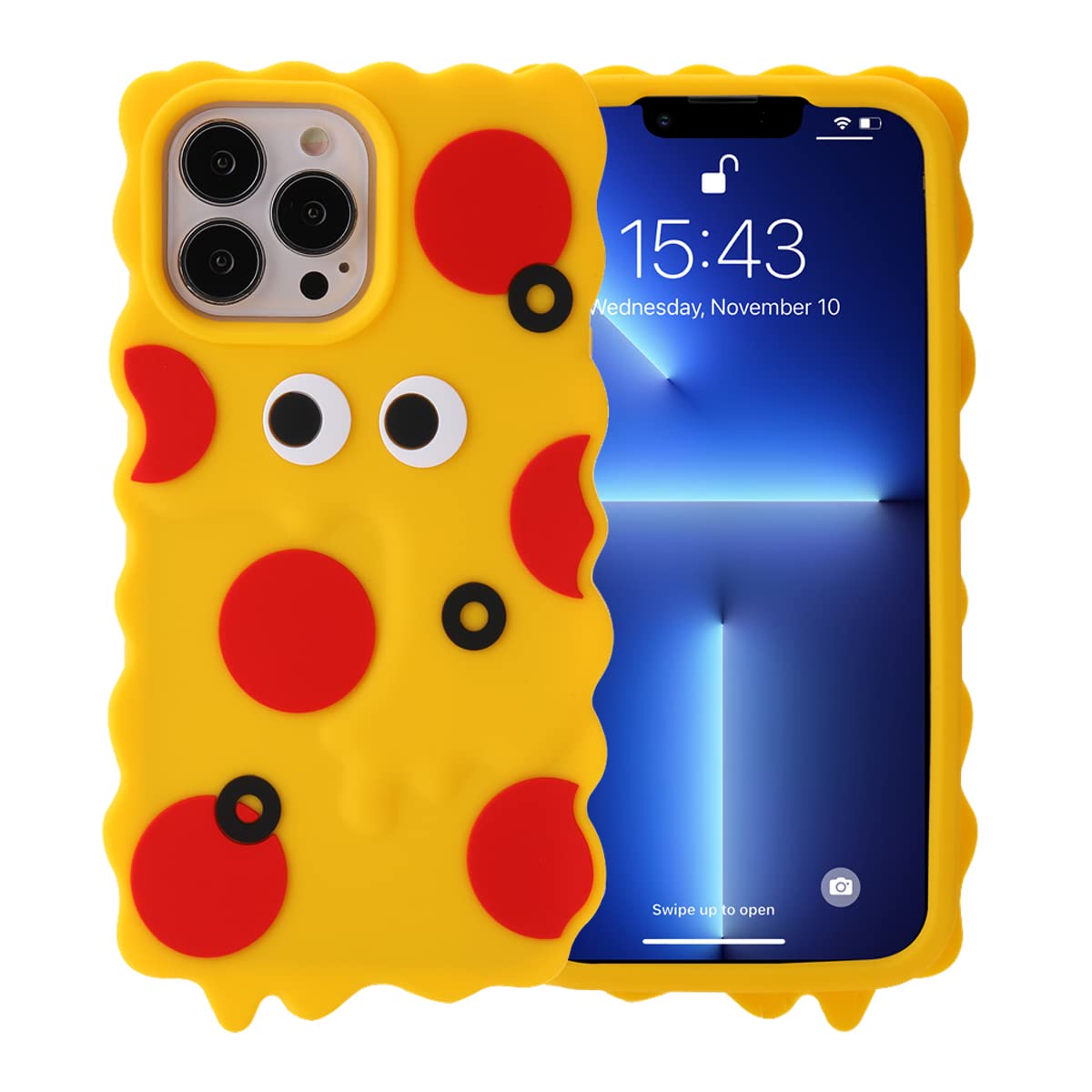 3D Pizza Monster Case for iPhone 12 Pro Max,3D Cute Cartoon Pizza Monster Creative Character Character Kids Teens Girls Women Soft Silicone Case for