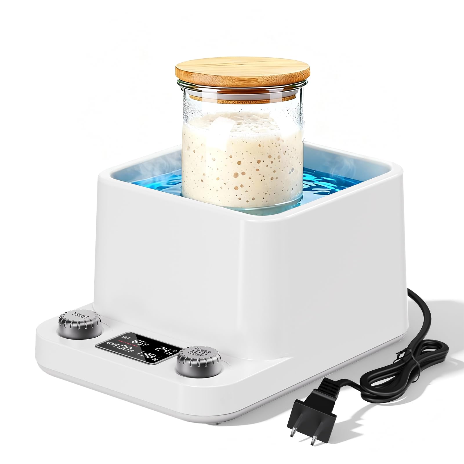 Chauffe-lait au levain avec thermostat ajustable de 21,1 à 40 °C et minuterie de mémoire