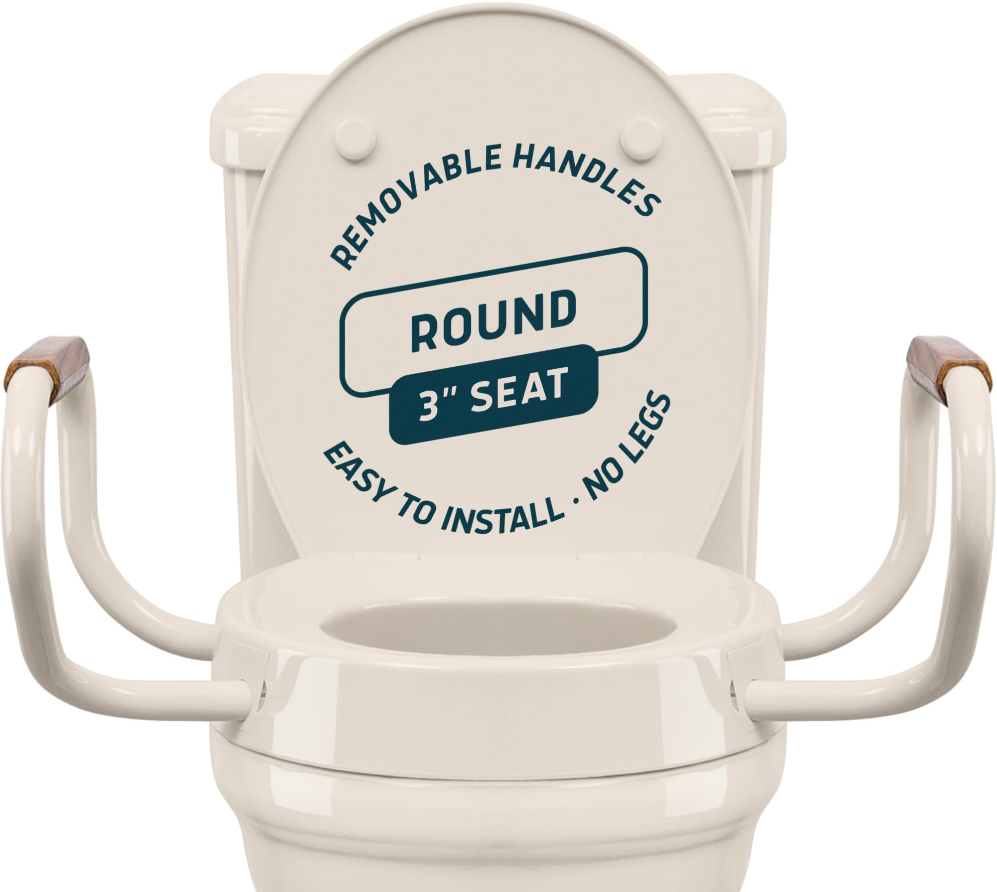 Lunderg Solva Raised Toilet Seat with Handles - Round - Adds 3 Inches