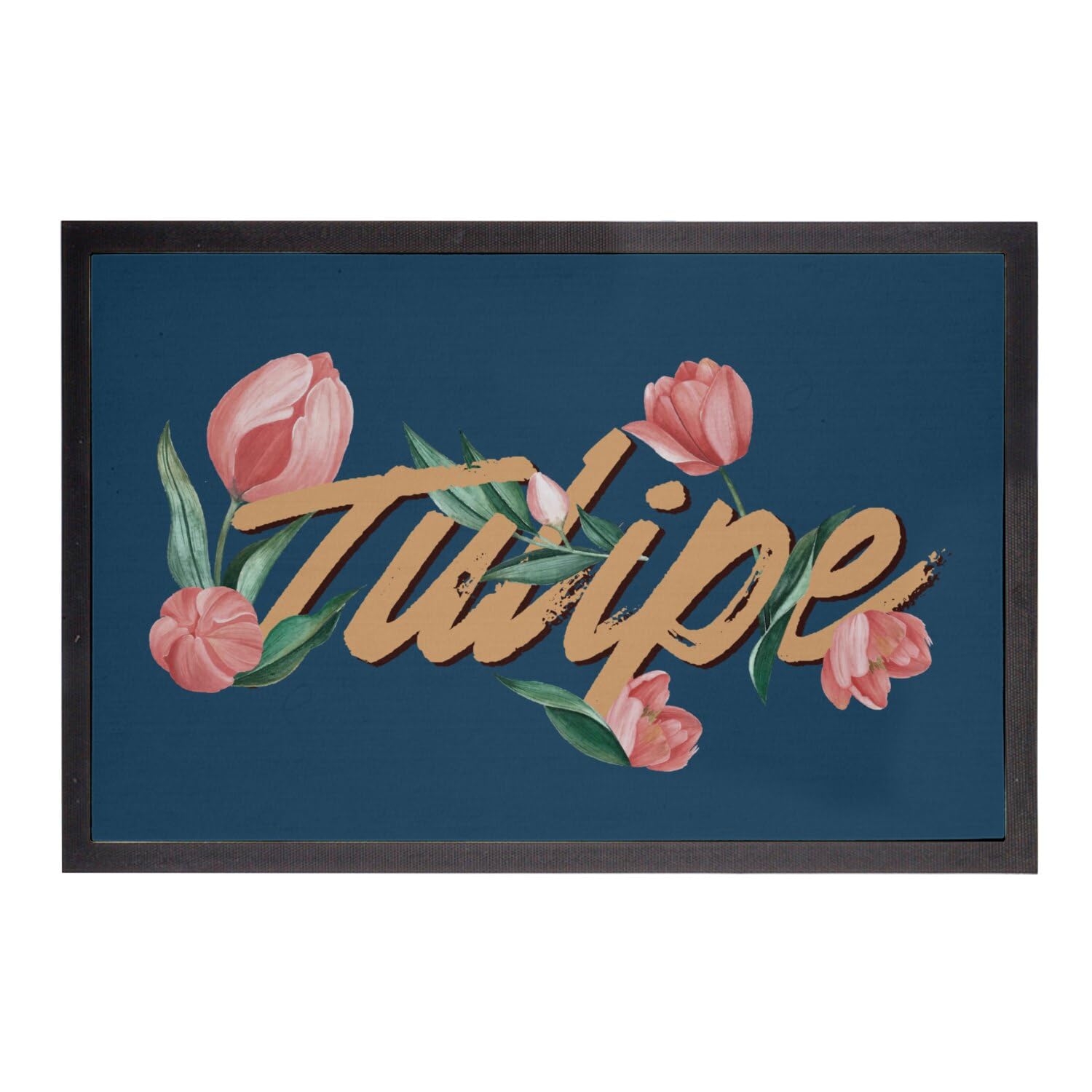 Paillasson bleu tulipe fleurs minimaliste chic 60x40cm tapis entrée extérieur pour jardin