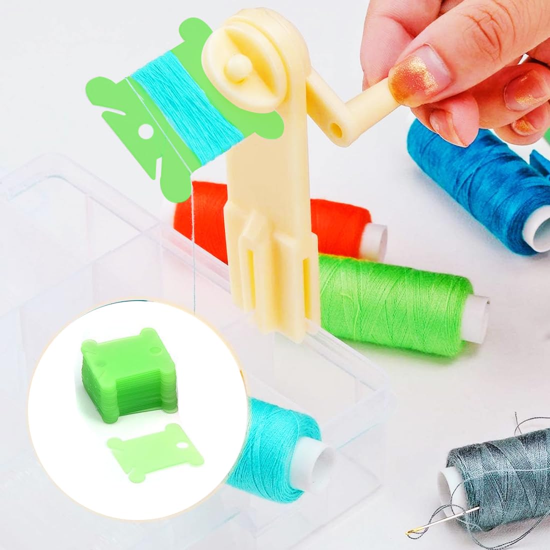 Set 100 Bobine Per Filo Da Ricamo Con Scatola Organizer - Farfalle Avvolgifilo E Adesivi Numerati - Foto 7