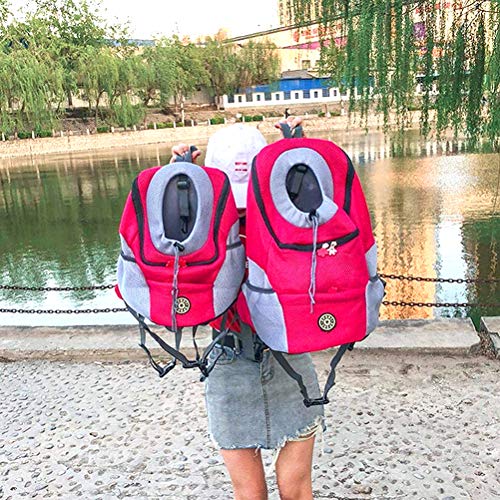 Ahagut Porta Mascotas, Mochila Transpirable de Doble Correa para el Hombro para Perros y Gatos pequeños Que Caminan o viajan, con cordón (Negro, S) - Imatge 3